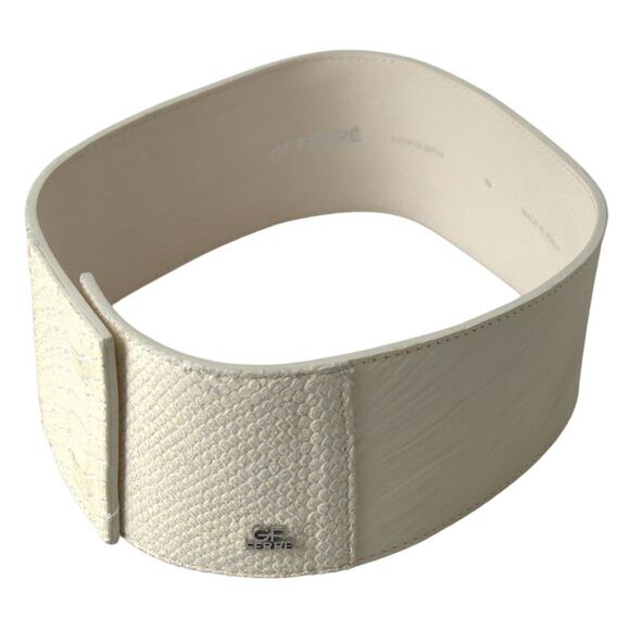 GF Ferre Off White Waxed Cotton Wide Fashion Waistband Women's Belt